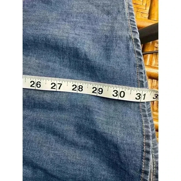 Wrangler Denim Shirt Flex Long Sleeve Casual Button Up Blue Jean Men’s XL Pockts - Picture 13 of 14